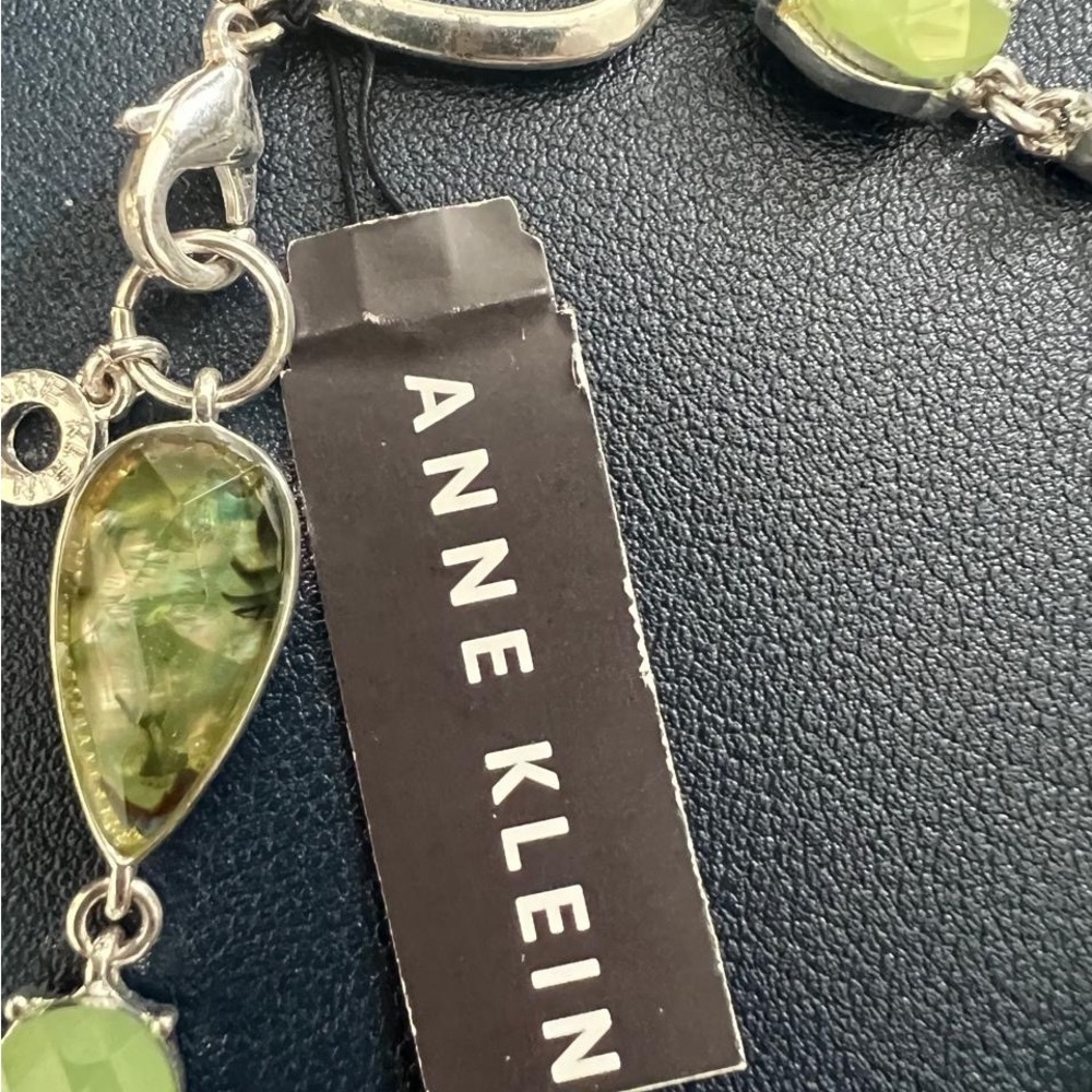 Anne Klein Gold-Tone Necklace with Green and Lime Stones - Picture 6 of 6